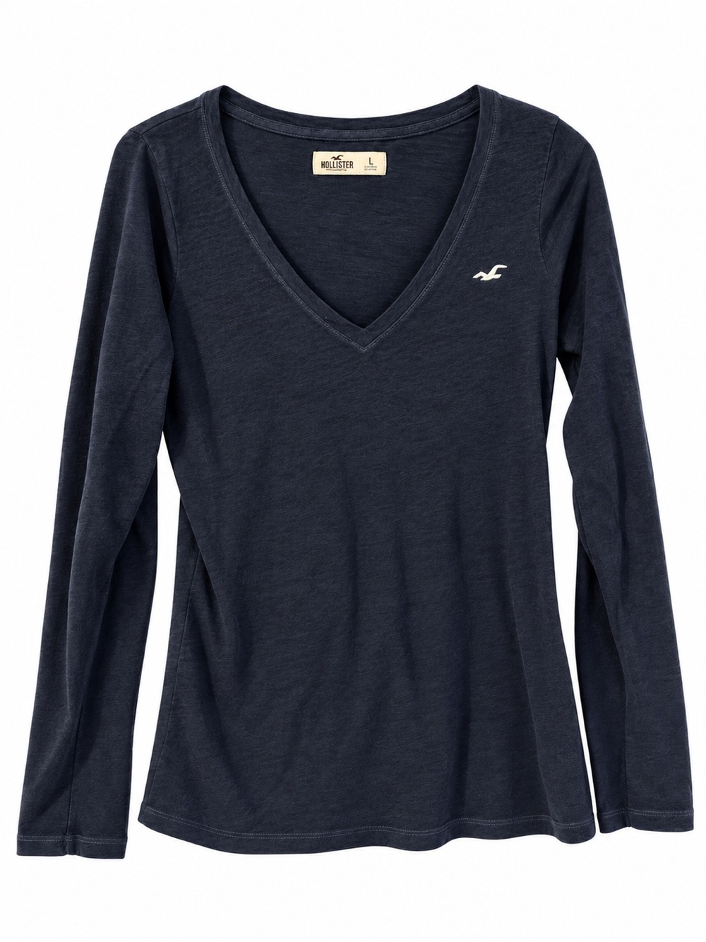 Hollister Deep Navy V-Neck Long Sleeve Tee